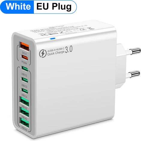 Chargeur rapide multi-interface 8 ports (4 USB + 4 Type-C) — Adaptateur de charge pour mobile QC3.0 (1/5)
