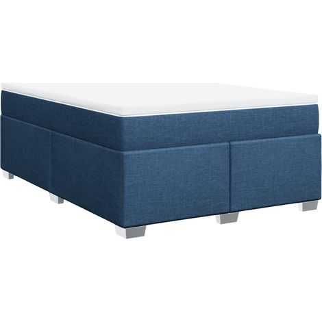 Maison Exclusive - Sommier à lattes de lit avec matelas Bleu 160x200 cm Tissu (1/5)