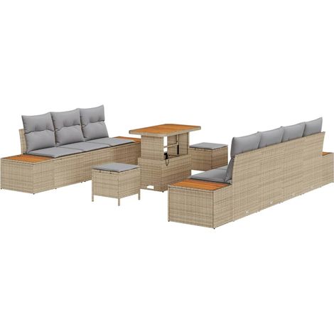 Maison Exclusive - Gartensofa-set mit Kissen mit Speicher 10 pcs