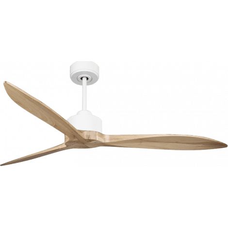 Modulo Latino Slim - Super destratificateur et ventilateur DC 132 cm blanc pales bois clair idéal 26 à 40 m²