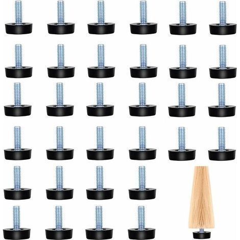32 Pièces Pieds de Meubles Réglables Pieds à Vis Pieds de Nivellement de Meubles Pieds Filetés M8 Pieds de Nivellement pour Pieds de Meubles Chaise Table Noir M825 mm (1/4)