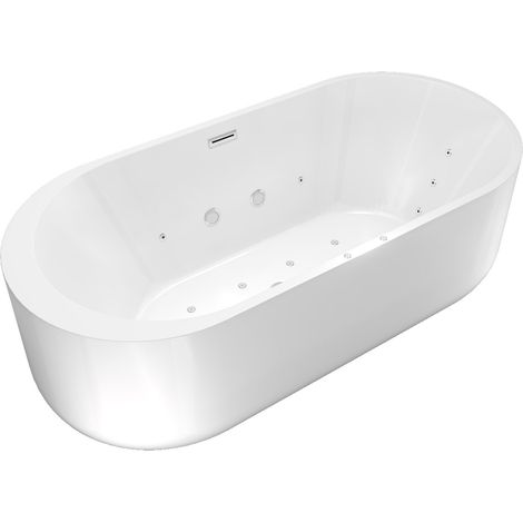 freistehende Badewanne Wanne F26 170x80cm Whirlpool Luft & Wasser (1/5)