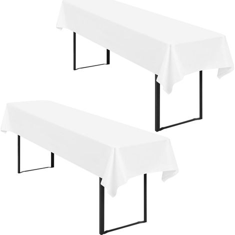 2er-Pack Tischdecken Bierzeltgarnitur 100x250cm Weiß, wasserdicht, pflegeleicht