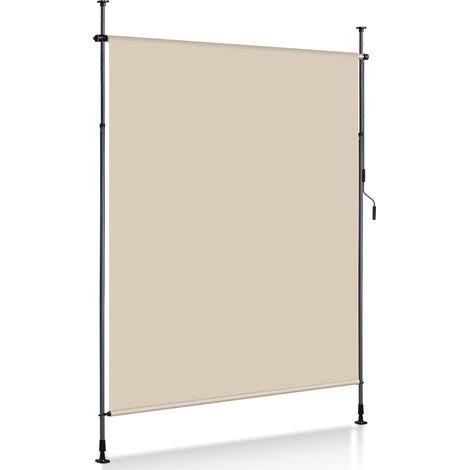 Randaco Store vertical store roulant d'extérieur Protection 200 x 270 cm anti-UV Store d'extérieur aux barres téléscopiques sans perçage Beige