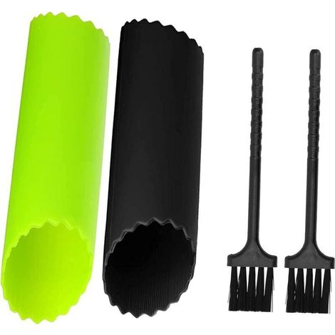 Juego de 2 peladores de ajo, rodillos de silicona para ajo, utensilios de cocina para pelar verduras, aptos para lavavajillas - Incluye 2 cepillos (verde y negro) -Crezuo