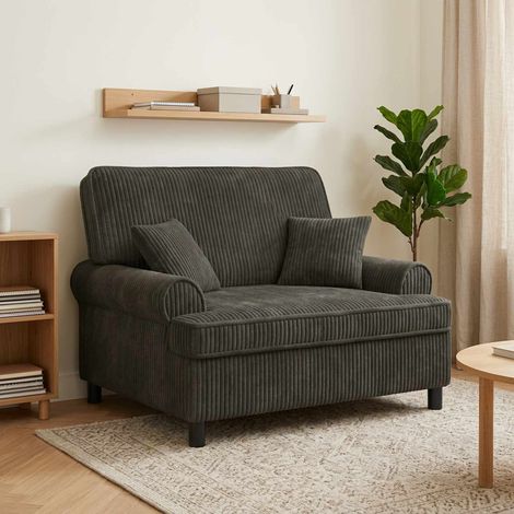 vidaXL XXL Armchair with Cushions Dark brown 1.5 Lines Fabric (1/5)