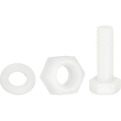 150 Pcs/50 Sets Boulons Hexagonaux Nylon, M8 x 25mm Vis À Tête Hexagonale Plastique Filetées Entièrement Avec Écrous Et Rondelles Plates Pour Accessoires, Blanc (1/5)