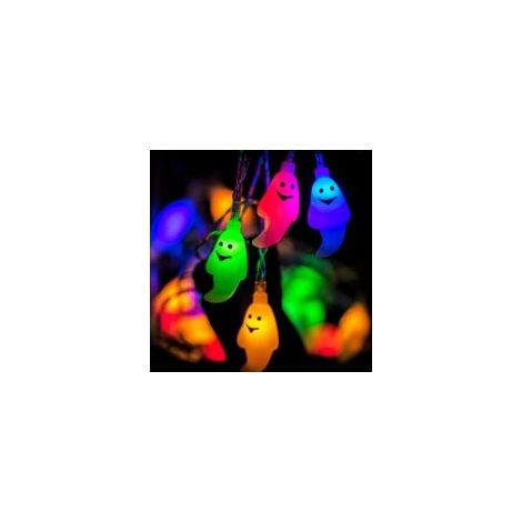Halloween-Lichterkette mit 40 weißen LEDs in Geisterform - Crezuo