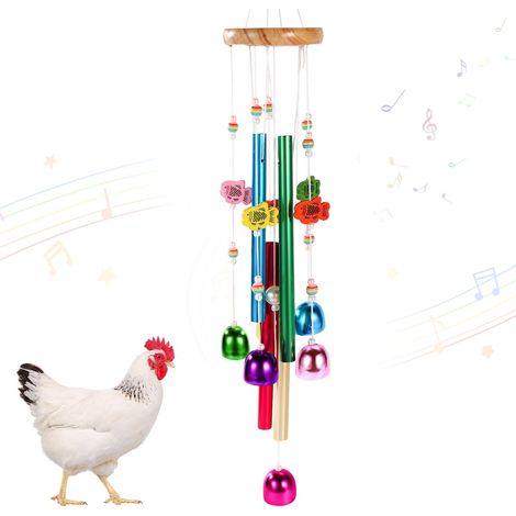 Jouet à suspendre pour poules clochettes colorées et poissons décoratifs (1/5)
