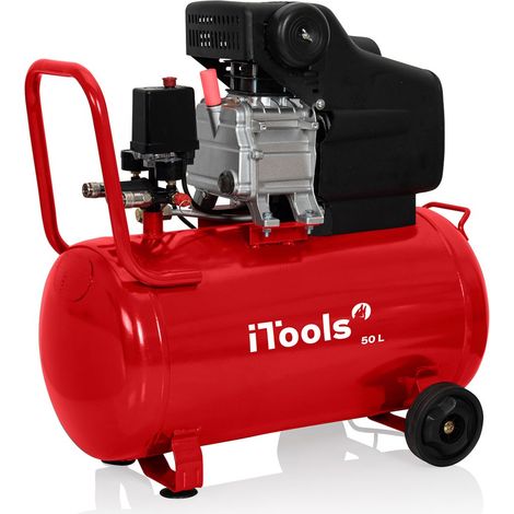 Compresseur d'air à huile 50L 8 bar 115 PSI 2CV 1.5KW Débit d'air : 206 L/min ITOOLS