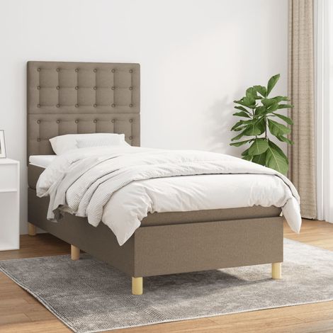 Sommier à lattes de lit avec matelas Taupe 80x200 cm Tissu (1/5)