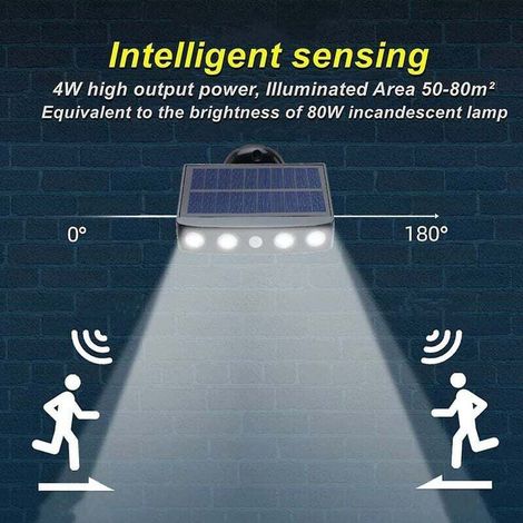 Lampe solaire extérieur 2 pièces avec détecteur de mouvement – 360° spot solaire 1200mAh – Étanche IP44 – Lanterne jardin noir – Parfaite pour entrée ou allée