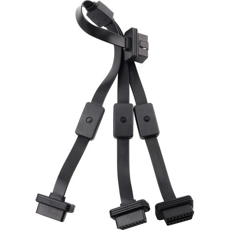 Adaptador divisor OBD2, cable de extensión negro de 16 pines (1 macho a 3 hembras), alta flexibilidad, apto para automóviles -Crezuo