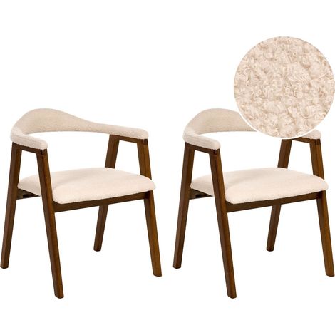 Set of 2 Dining Chairs ONECO Wood Dark Brown
