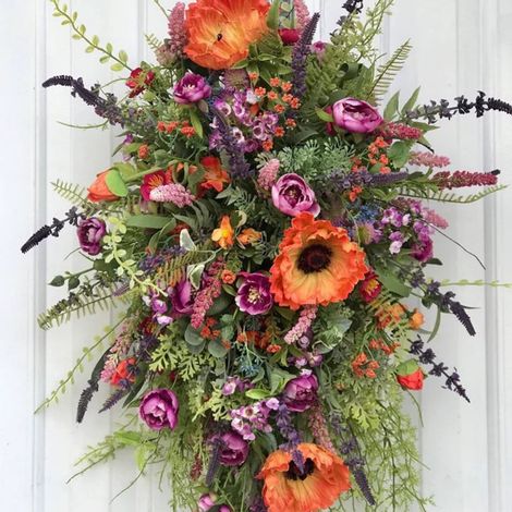 Guirlande Porte D'Entrée - Couronne Artificielle Tournesol Fleurs Sauvages Verts - Décoration Extérieure Intérieure Maison Ferme - 40 cm - 1 Pièce (1/5)