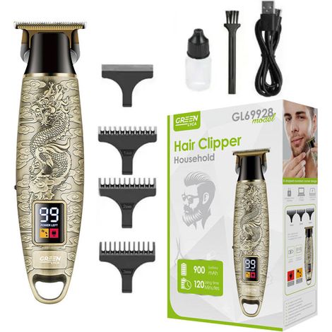 Tondeuse à cheveux Green LYCA GL69928 Gold avec écran LED et autonomie de 120 minutes