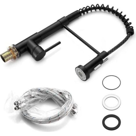 Robinet Mitigeur - - Small - Noir - Rotation 360° - Pulvérisateur extractible 2 modes (1/4)