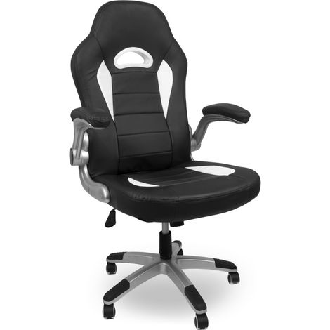 Aga Spielstuhl, Bürostuhl,Drehbarer Spielstuhl, Gamingstuhl, Racing Schreibtischstuhl,Chefsessel Schwarz - Weiß