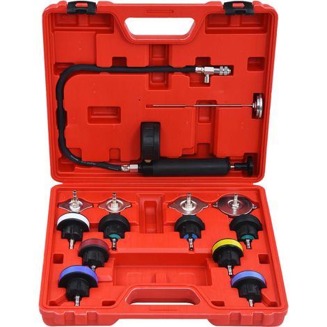 Kit de test de pression de radiateur 14 pièces, outil de détection de fuites pour circuit de refroidissement automobile (1/5)