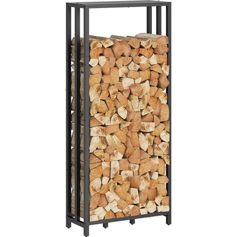 Range-Bûches, Support à Bois, Étagère à Bois de Cheminée, Range-Bûches, Étagère de Rangement, pour Intérieur, Extérieur, Noir AFKBK3301 (1/5)
