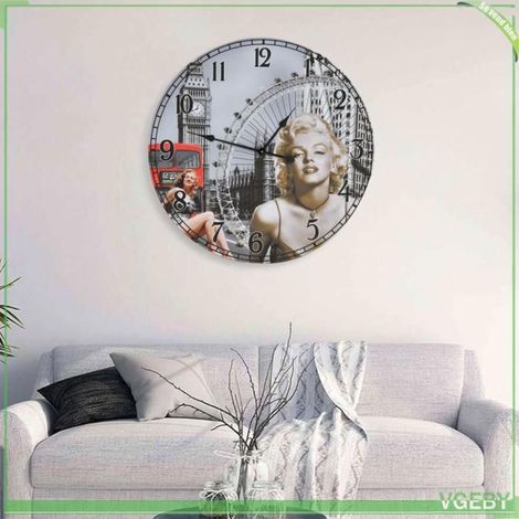 Horloge murale - 325180 - style vintage - 60 cm - cadre MDF multicolore (1/4)