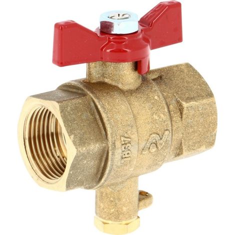 Vanne à boisseau sphérique RBS 3/4" femelle-femelle avec prise de sonde M10x1 pour compteur d'énergie - THERMADOR 19180