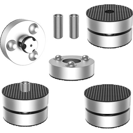 Lot de 4 pieds de haut-parleurs - Amortisseurs de vibrations en aluminium - Perle d'absorption des chocs - Argenté (1/5)