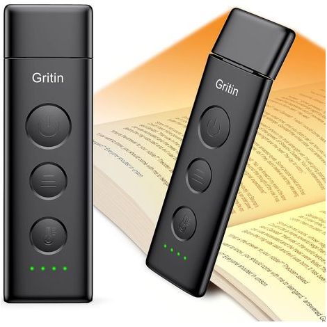 Rechargeable Reading Lamp, Clip-on Bed Light, 3 Eye-Friendly Colors & 5 Continuously Adjustable Brightness Levels, Compact and Durable, Gift for Book Lovers - Black (1/5)