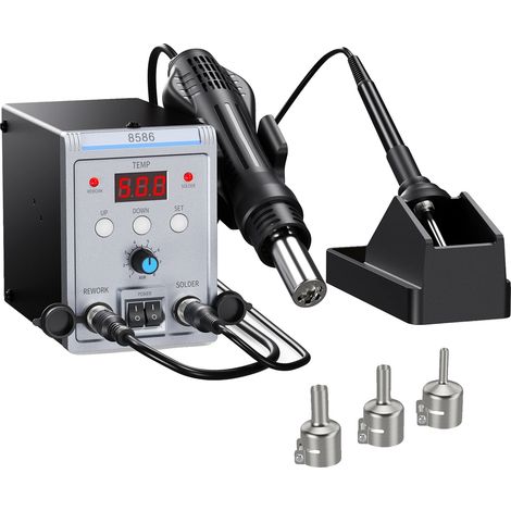 Station de soudage, pistolet à air chaud 700W, fer à souder 60W, 220V UE Argent (1/2)