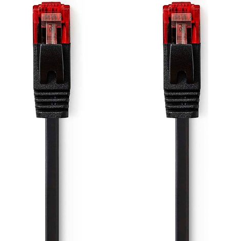 Cable de red CAT6  RJ45 macho  RJ45 macho  U/UTP  2.00 m  Snagless  Plano  PVC  Negro  Label