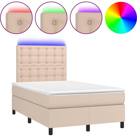 Maison Exclusive - Giroletto Molle Materasso e LED Cappuccino 120x190cm Similpelle (1/5)