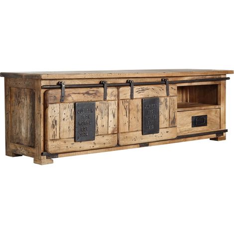 mobile TV in legno di Mango 160x45x50 mango naturale laccato RAILWAY 101 (1/3)