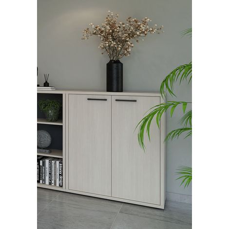 Armoire basse de bureau contemporaine chêne clair Lexos (1/5)