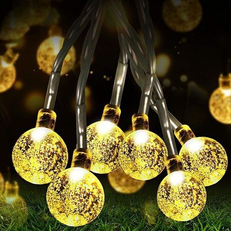 Guirlande Guinguette Exterieur Solaire, 30 LED 9,8M 8 Modes, Guirlande Lumineuse Exterieure Étanche IP44 pour Jardin, Arbres, Terrasse, Noël, Mariages, Fêtes (Blanc Chaud) (1/4)