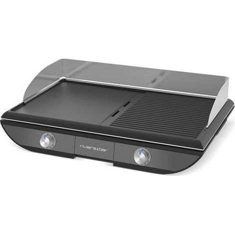 Plancha électrique 2300W 50x30cm – Plaque inclinée pour évacuation des graisses – 2 zones de chauffe – QPL570 – Riviera & Bar