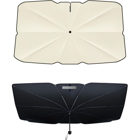 [Versión 2025] Parasol retráctil para parabrisas de coche, protege su vehículo de los rayos solares y los daños causados por el calor, tamaño mediano (145 cm x 84 cm).