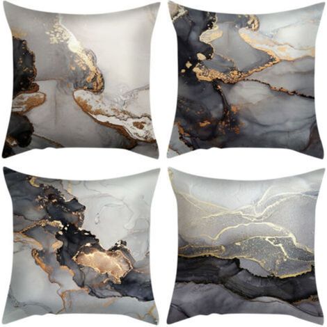 Set of 4 Cushion Covers, Cushion Cover 45x45cm Pillowcases Decorative Sofa for Bedroom, Sofa, Chair, Bed, Garden (Marble Texture) (1/5)