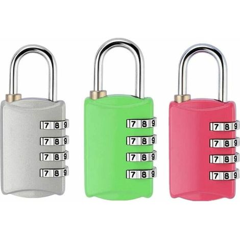 Cadenas à combinaison 3 pièces, cadenas à combinaison 4 chiffres, idéal pour les écoles, les casiers, les valises, les boîtes à outils, les vélos, les portails, etc. (1/5)