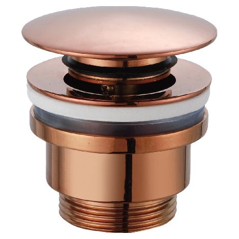 Imex – Robinet simple de lavabo VCC016 – Válvula Click-Clack en oro rosa brillo – Système d'ouverture/c fermeture 20.000 cycles – Montage rapide (1/3)