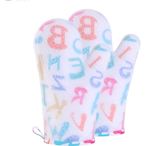 Gants de cuisine en silicone résistants à la chaleur jusqu'à 300 °C, en coton, lavables et antidérapants. Isolants thermiques, ils sont dotés d'une boucle de suspension. Adaptés à la cuisson, à la pât (1/5)