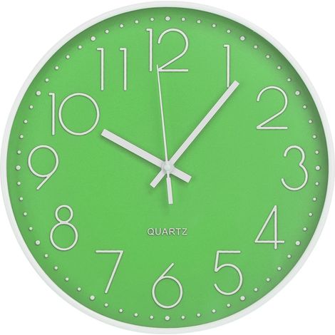 Horloge murale de 30 cm sans tic-tac, silencieuse, moderne, simple, rond, cadran stéréoscopique, horloge murale à quartz pour maison/bureau/école/salon/chambre/cuisine (1/5)