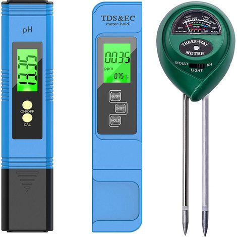 Kit de comprobación de calidad del agua y el suelo 3 en 1, azul/verde (1/5)