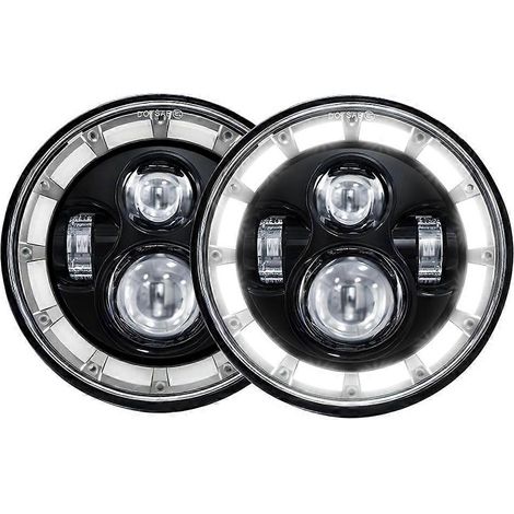 Phare LED rond de 7 pouces, feu avant LED tout-terrain avec feux de croisement/route, feux de jour et clignotants pour voiture et moto