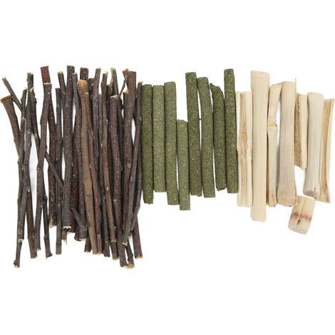 Ensemble de jouets à mâcher pour Hamster, bâton d'herbe de branche de pomme Non toxique et sûr, bâtons molaires mixtes en bambou doux 200g (1/5)