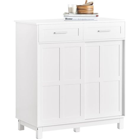 SoBuy Sideboard Storage Cabinet Cupboard Hallway Cabinet with Sliding Doors,FSB84-W