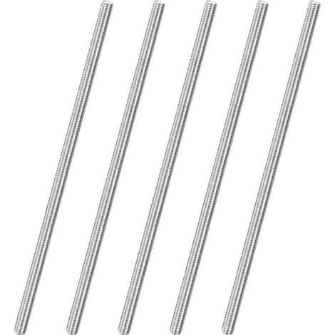 Lot de 5 tiges entièrement filetées, M10 x 300 mm, filetage à droite en acier inoxydable 304, pour boulons d'ancrage/pinces/étriers de fixation de meubles, vis à filetage métrique