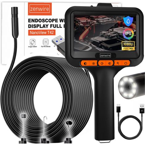 Endoskop-Inspektionskamera-Werkstatt mit IPS-Display für Rohre, USB-C, 5 m, Zenwire T42