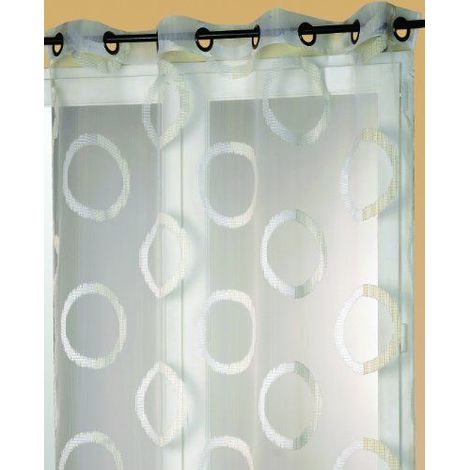 Voilage organza jacquard motif ronds Ivoire 140x240 cm (1/2)