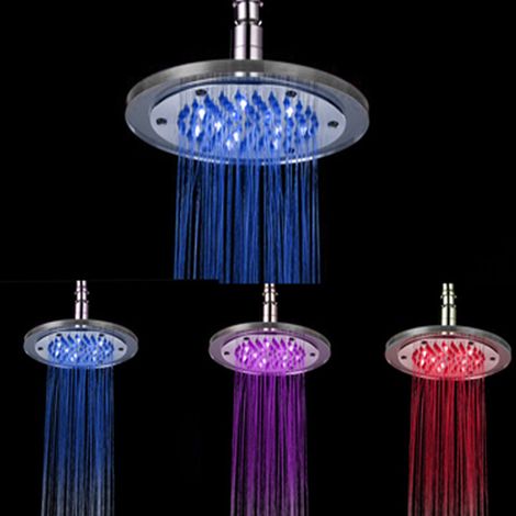 Douche à main Led tête de pulvérisation, Contrôle de la température Pomme de douche jet pluie Salle de bains douche tête, Led haute pression Top Spray, Douche universelle (1/5)