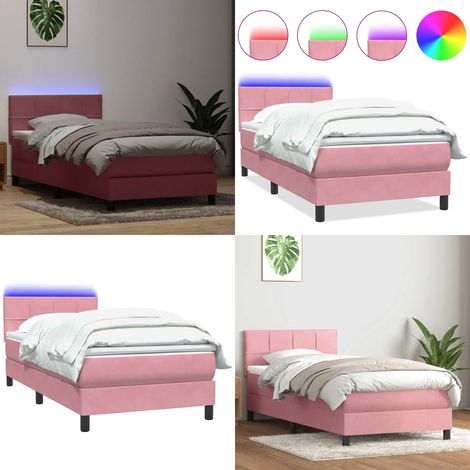 vidaXL Boxspringbett mit Matratze Rosa 80x220 cm Samt (1/5)